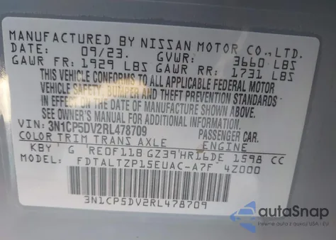 2024 Nissan Kicks Sr Xtronic Cvt z USA, uszkodzony, nr VIN 3N1CP5DV2RL478709